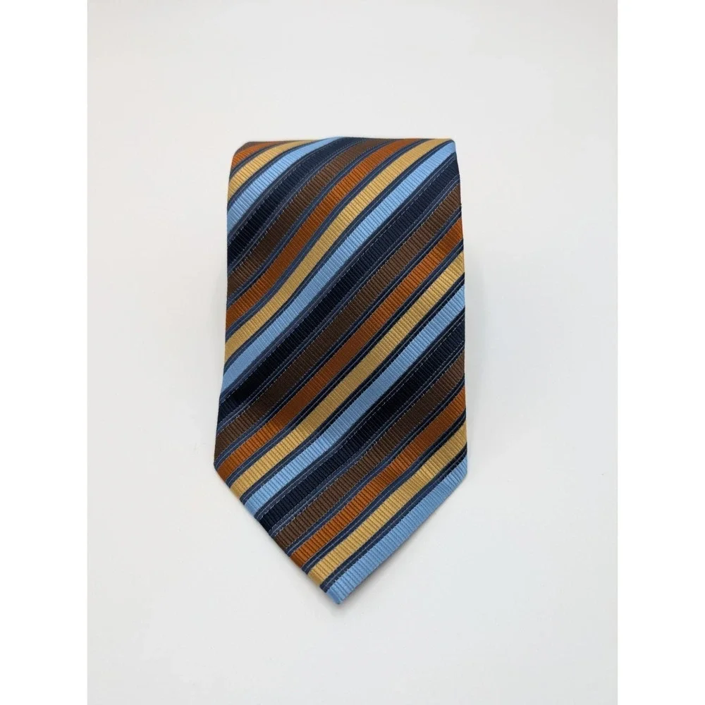 Bergamo New York Men's Necktie Tie Polyester Jacquard Stripe Fitted 58